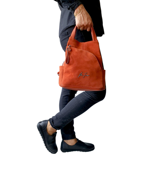 Rucsac Dama Piele Naturala Portocaliu Diana G04806 [6]