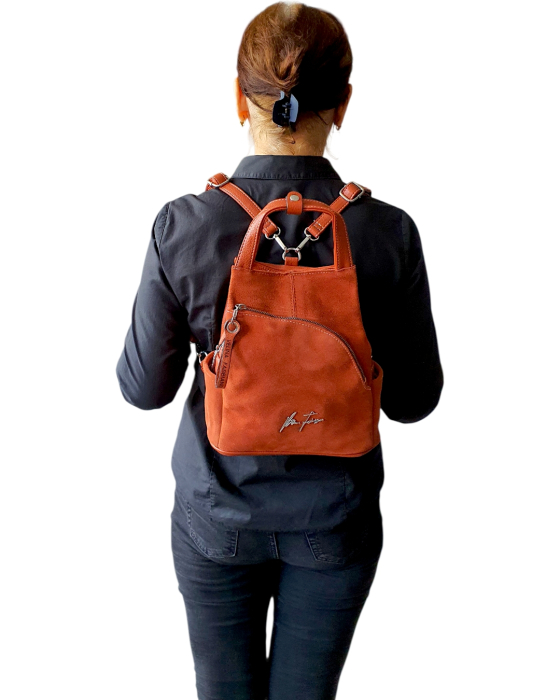 Rucsac Dama Piele Naturala Portocaliu Diana G04806 [7]