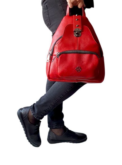 Rucsac Dama Piele Naturala Rosu Hema G04560 [6]