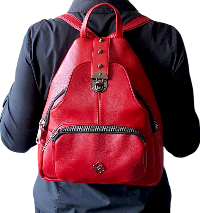 Rucsac Dama Piele Naturala Rosu Hema G04560 [7]