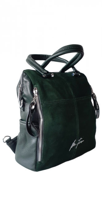 Rucsac Dama Piele Naturala Verde Velina G03177 [3]