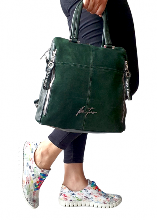 Rucsac Dama Piele Naturala Verde Velina G03177 [2]