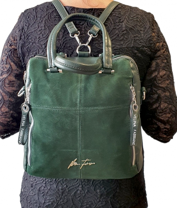 Rucsac Dama Piele Naturala Verde Velina G03177 [7]