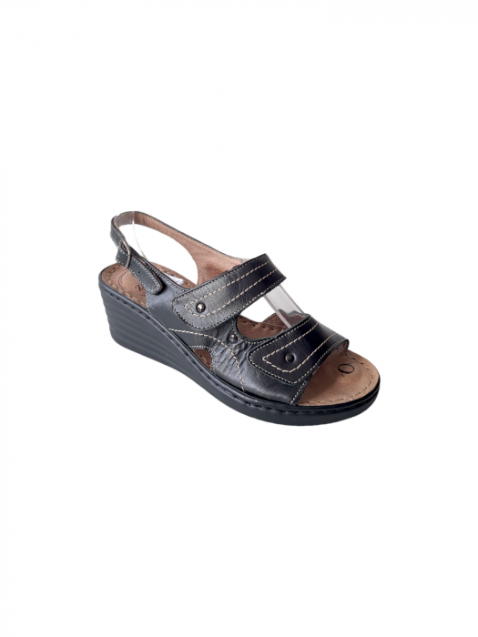 Sandale Dama Piele Naturala Negre July D03088 [3]