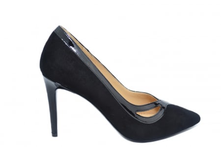 Pantofi cu toc din piele - Pantofi cu toc Piele Naturala Negri Guban Siena D02127
