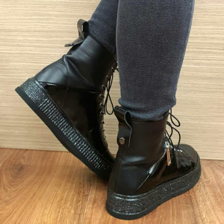 Ghete Casual Dama Piele Naturala Perlla Negre Sevda D02550 [3]