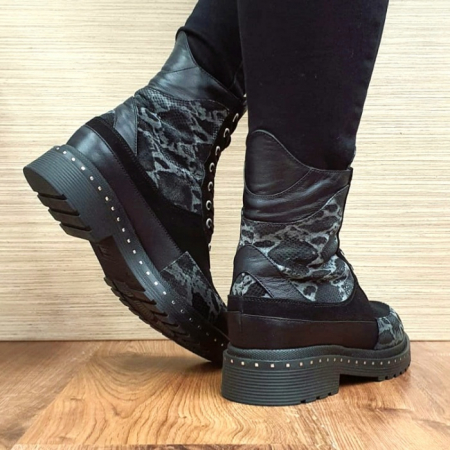 Ghete Dama Piele Naturala Negre Moda Prosper Broza D02579 [3]