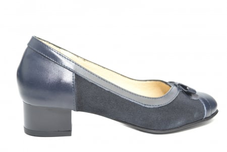 Oferte Incaltaminte - Pantofi cu toc Piele Naturala Bleumarin Marcella D02217