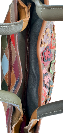Geanta Dama Piele Naturala Multicolora Roxana G04503 [5]