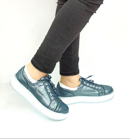 Pantofi Casual Piele Naturala Albastri Nicolis Alexandrine D02733 [1]