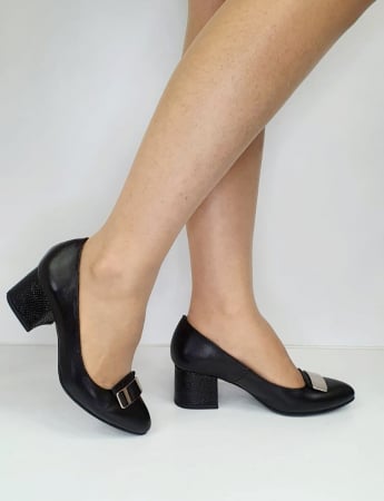 Pantofi cu toc Piele Naturala Negri Moda Prosper Agapia D02831 [0]