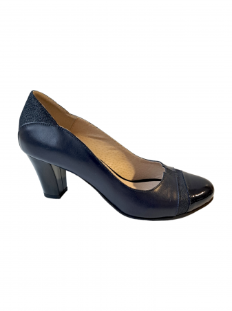 Oferte Incaltaminte - Pantofi cu toc Piele Naturala Moda Prosper Bleumarin Zera D02999