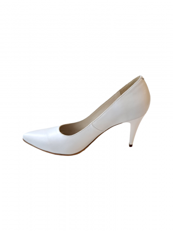 Pantofi cu toc Piele Naturala Perlla Albi Alyona D02989 [2]