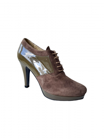 Oferte Incaltaminte - Pantofi cu toc Piele Naturala Perlla Kaki Bibiana D03061
