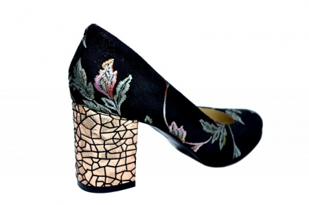 Pantofi cu toc Piele Naturala Negri Perlla Andressa D01818 [3]