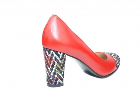 Pantofi cu toc Piele Naturala Rosii Moda Prosper Debora D01903 [3]