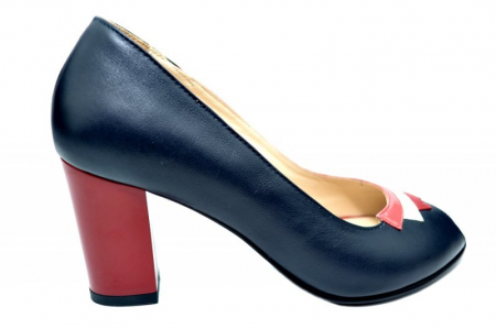 Oferte Incaltaminte - Pantofi cu toc Piele Naturala Bleumarin Nama D01741