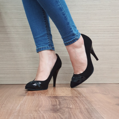 Pantofi cu toc Piele Naturala Moda Prosper Negri Correy D02501 [2]