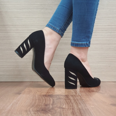 Pantofi cu toc Piele Naturala Moda Prosper Negri Olimpia D02474 [3]