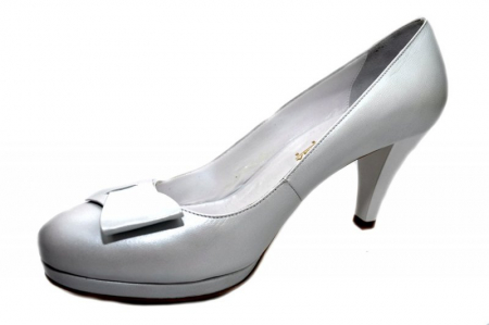 Pantofi cu toc Piele Naturala Albi Yolanda D01337 [2]