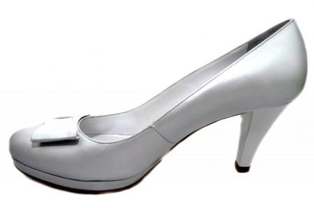 Pantofi cu toc Piele Naturala Albi Yolanda D01337 [1]