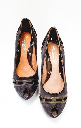 Pantofi cu toc Piele Naturala Corvaris Gri Rupa D02682 [4]