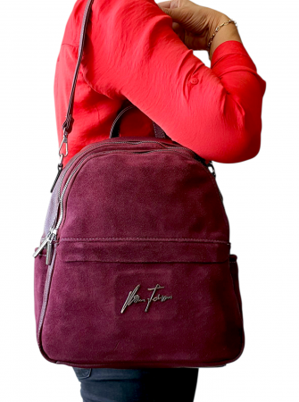 Rucsac Dama Piele Naturala Grena Bianca V. Fabbiano G04413 [6]
