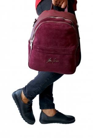 Rucsac Dama Piele Naturala Grena Bianca V. Fabbiano G04413 [5]