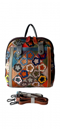 Rucsacuri Dama - Rucsac Dama Piele Naturala Multicolor Adena G03531