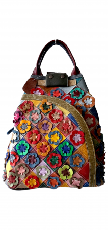 Rucsacuri Dama - Rucsac Dama Piele Naturala Multicolor Esra G03186