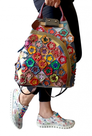 Rucsac Dama Piele Naturala Multicolor Esra G03186 [1]