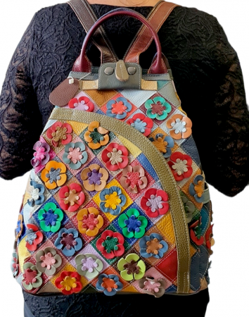 Rucsac Dama Piele Naturala Multicolor Esra G03186 [6]