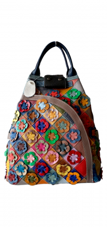 Rucsacuri Dama - Rucsac Dama Piele Naturala Multicolor Esra G03187