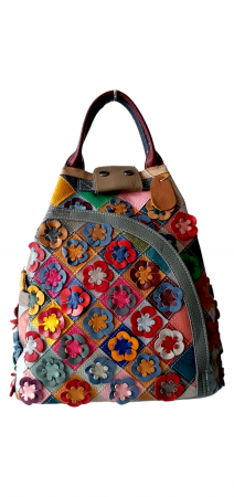 Rucsacuri Dama - Rucsac Dama Piele Naturala Multicolor Esra G03188