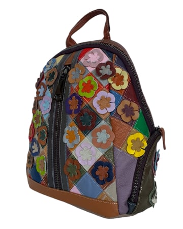 Rucsacuri Dama - Rucsac Dama Piele Naturala Multicolor Floris G04829