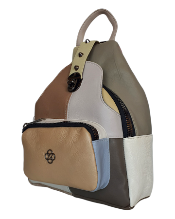Rucsacuri Dama - Rucsac Dama Piele Naturala Multicolor Hema G04699