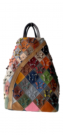 Rucsacuri Dama - Rucsac Dama Piele Naturala Multicolor Jetla G03461