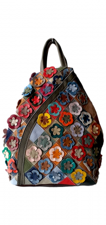 Rucsacuri Dama - Rucsac Dama Piele Naturala Multicolor Jetla G03703