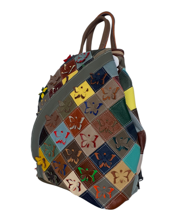 Rucsacuri Dama - Rucsac Dama Piele Naturala Multicolor Jetla G04633
