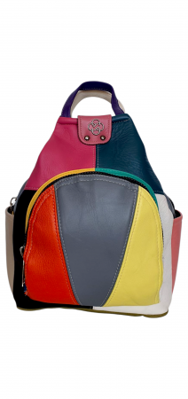 Rucsacuri Dama - Rucsac Dama Piele Naturala Multicolor Jetmira G04398
