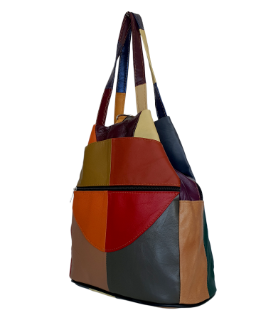 Rucsacuri Dama - Rucsac Dama Piele Naturala Multicolor Lili G04690