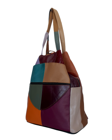 Rucsacuri Dama - Rucsac Dama Piele Naturala Multicolor Lili G04692