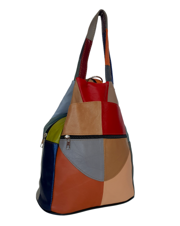 Rucsacuri Dama - Rucsac Dama Piele Naturala Multicolor Lili G04694