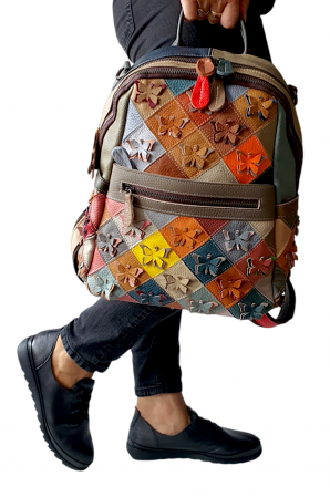 Rucsac Dama Piele Naturala Multicolor Lizy G03810 [5]