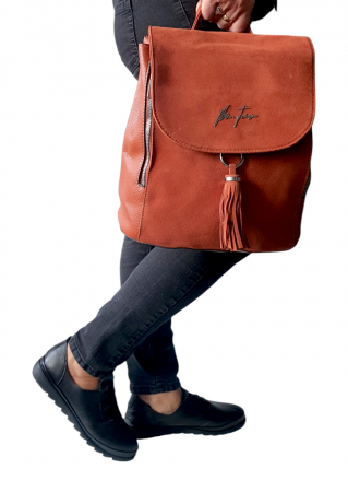 Rucsac Dama Piele Naturala Portocaliu V.Fabbiano Anelis G04012 [6]