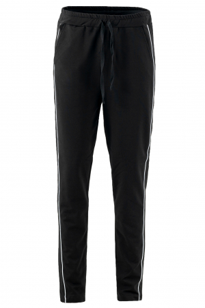Pantaloni - Pantalon dama negru cu dunga verde