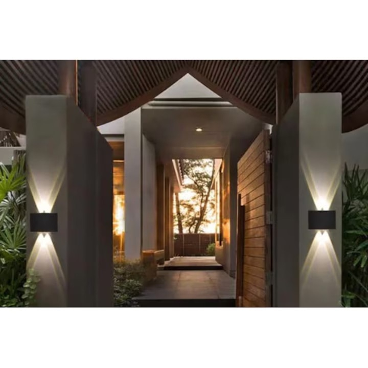 Aplica exterior LED integrat SLC Selino Concept cu lumina reglabila ,otel inoxidabil cu 2 surse x 2W, IP44, rezistenta la apa si praf, Negru, Clasa energetica G,Lumina calda [7]