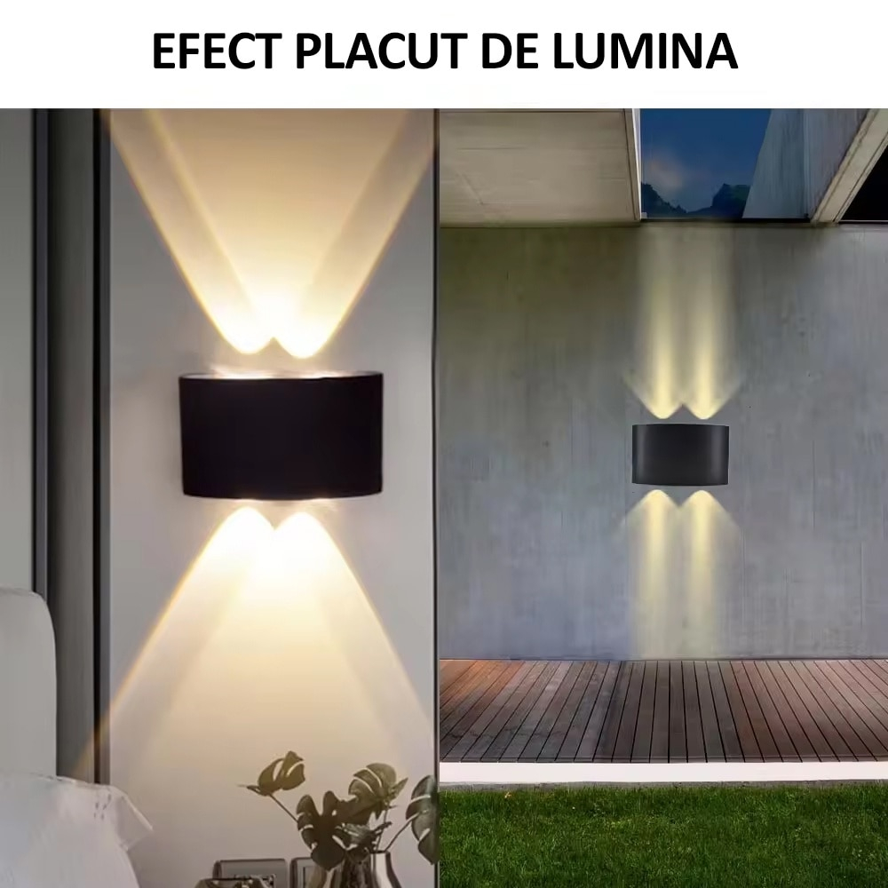 Aplica exterior LED integrat SLC Selino Concept cu lumina reglabila ,otel inoxidabil cu 2 surse x 2W, IP44, rezistenta la apa si praf, Negru, Clasa energetica G,Lumina calda [5]