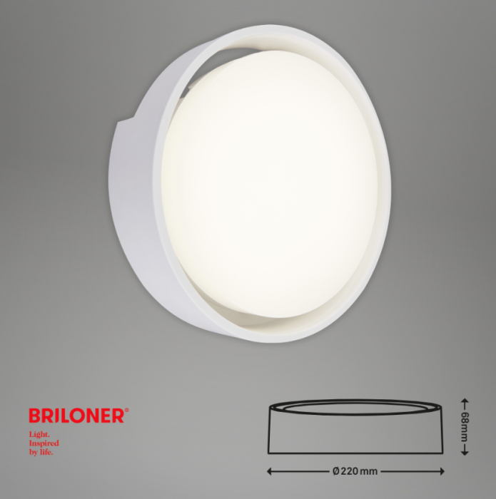 Aplica LED pentru exterior Briloner Leuchen Genua, 18W, 1500 lumeni, lumina neutra (4000K), IP44, 22cm, Alb [3]