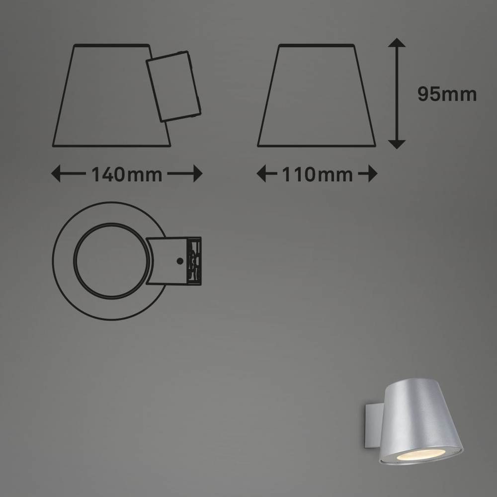 Aplica LED pentru exterior Briloner Leuchen Silver QUELLE cu bec GU10 Inclus Putere Maxima 4.9W IP44 [3]